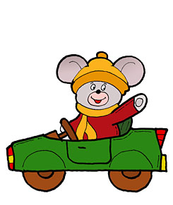 Mouse is driving a car